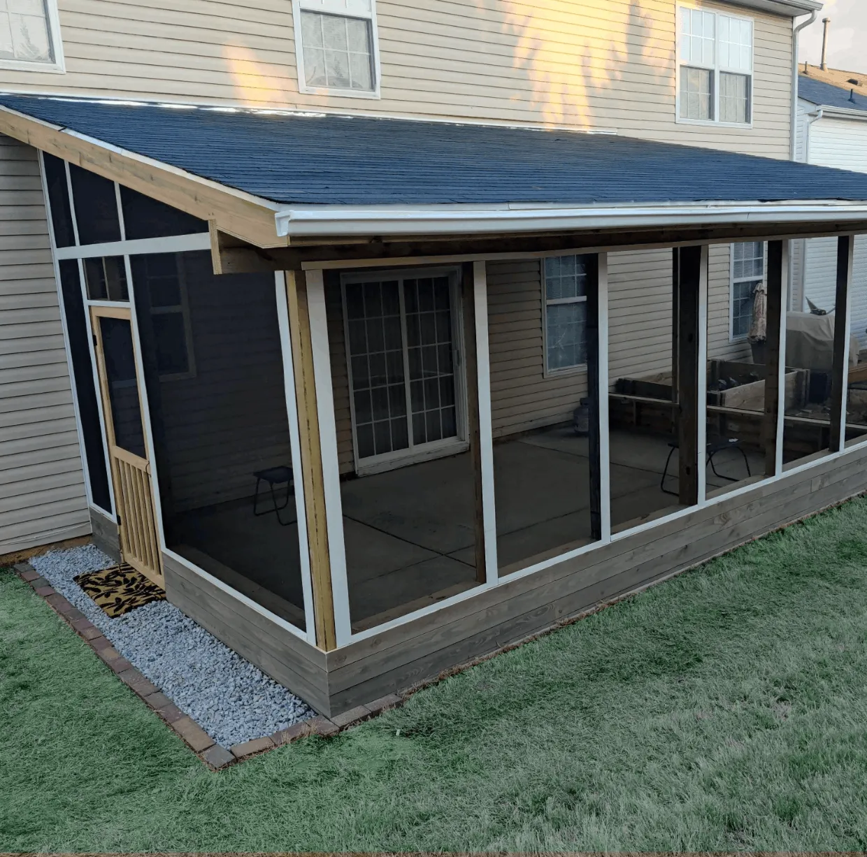 Detailed view of screened deck craftsmanship